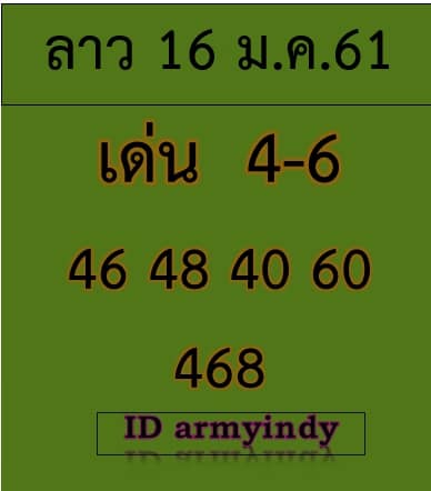 แจกสูตรหวยลาว 16/1/62 10