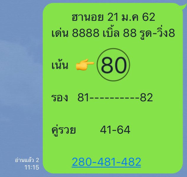 หวยฮานอย 21/1/62 10