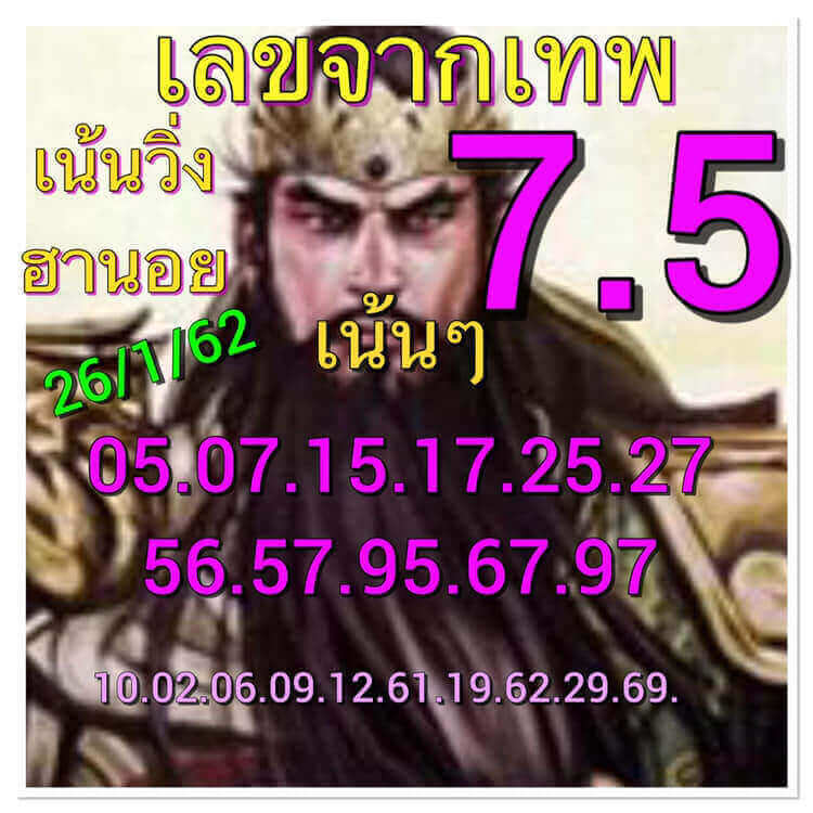 สูตรเงินล้านหวยฮานอย 26/1/62 3