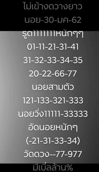 คำนวณหวยฮานอย 30/1/62