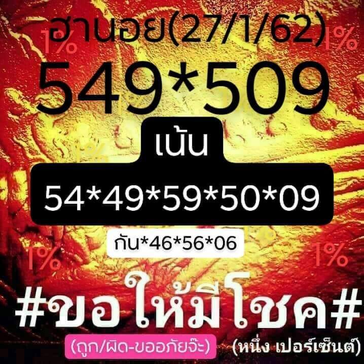 ลุ้นโชคหวยฮานอย 27/1/62 10