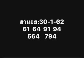 คำนวณหวยฮานอย 30/1/62 1