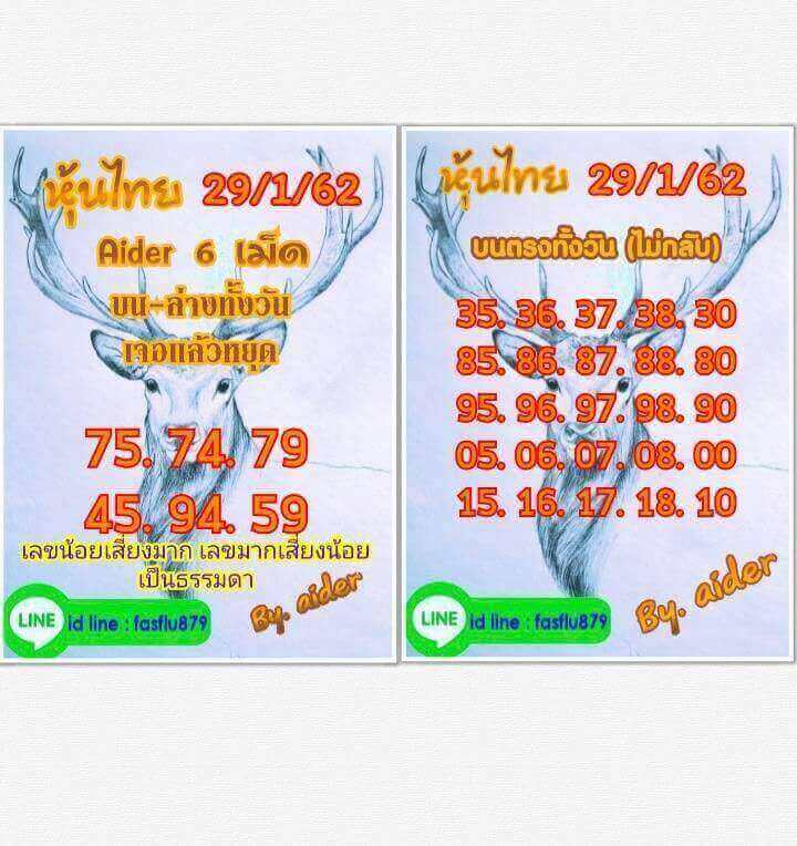 หวยหุ้นวันนี้ 29/1/62 2