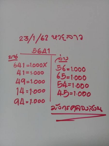 หวยลาววันพุธ 23/1/62 12