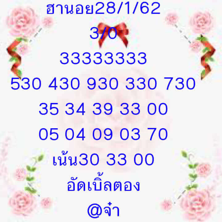 หวยฮานอยพารวย 28/1/62 9