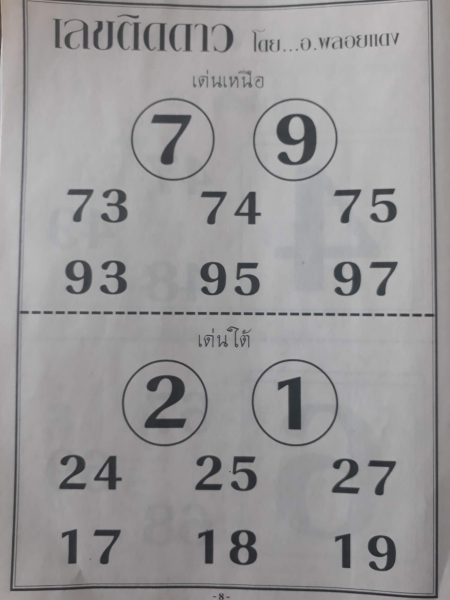 หวยเลขติดดาว 1/2/62 