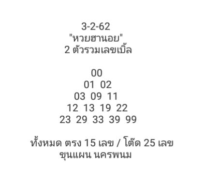 หวยฮานอยเด็ด 3/2/62 6