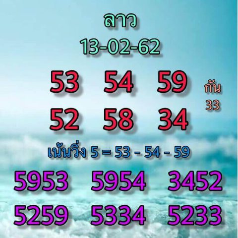 หวยลาวออกวันนี้ 13/2/62 2