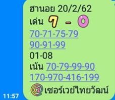 หวยฮานอยสาธารณะ 20/2/62 1