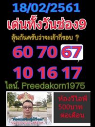 หวยหุ้นบนล่าง 18/2/62 13