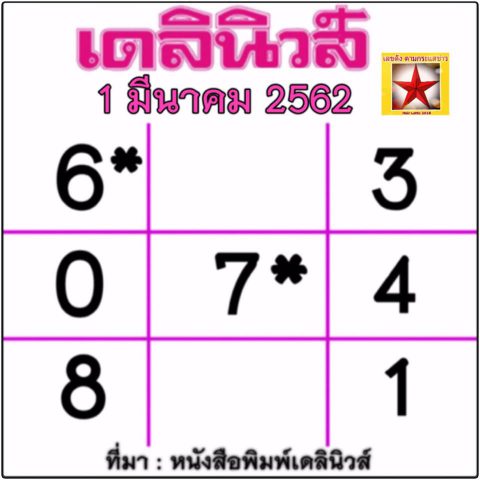 หวยเดลินิวส์ 1/3/62