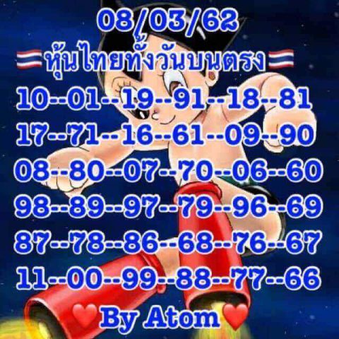 หวยหุ้นเด่นวันนี้ 8/3/62 3