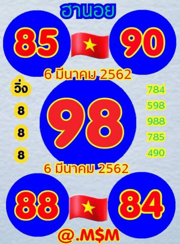 หวยฮานอย 6/3/62 14