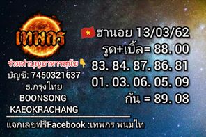 วิเคราะห์หวยฮานอย 13/3/62 10