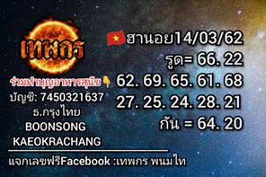 เพจหวยฮานอย 14/3/62 11