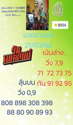 คำนวณหวยฮานอย 21/3/62 10