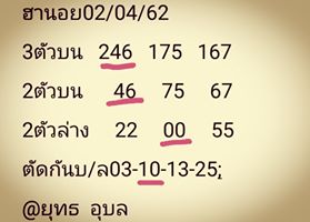 หวยฮานอยวันนี้ 2/4/62 3