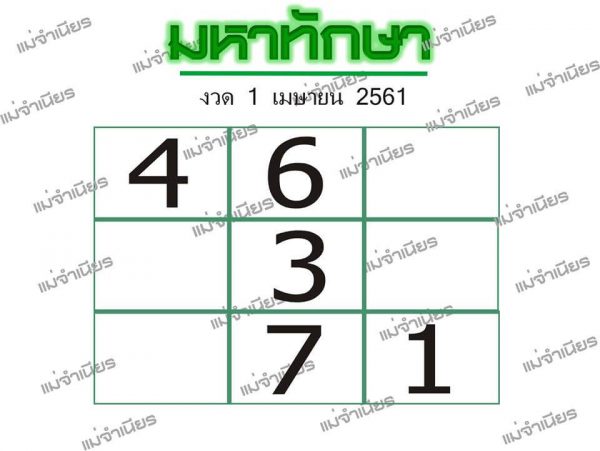 หวยมหาทักษา 1/4/62