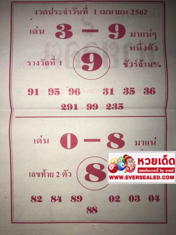 หวยล็อต 1/4/62