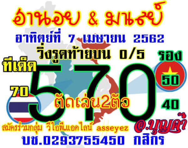 ฟรีหวยฮานอย 7/4/62 5