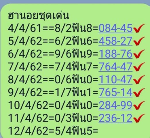 หวยฮานอยเด็ดๆ 12/4/62 2