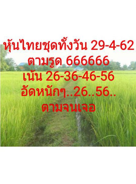 หวยหุ้นไทย 29/4/62