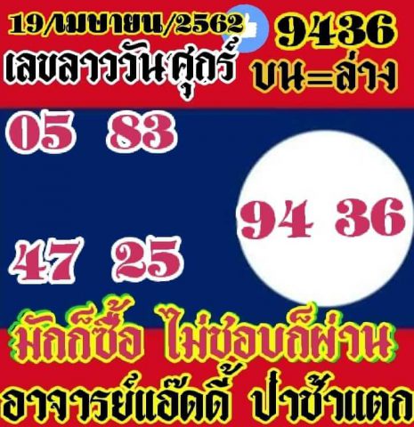 เลขเด็ดหวยลาว 19/4/62 9