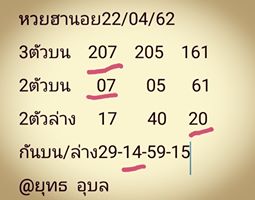 เลขเด็ด หวยฮานอย 22/4/62 2