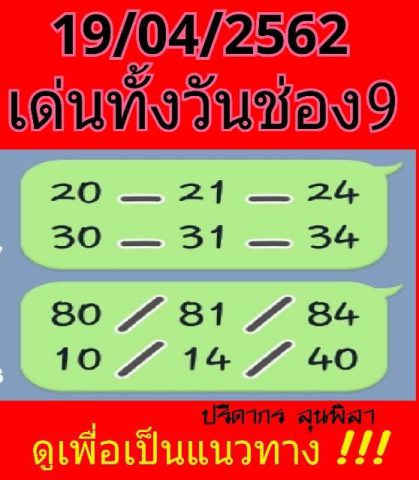 หวยหุ้นวันนี้ 19/4/62 10