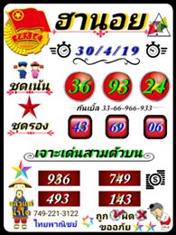 แนวทางหวยฮานอย 30/4/62 3