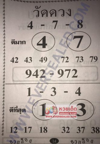 หวยวัดดวง 2/5/62