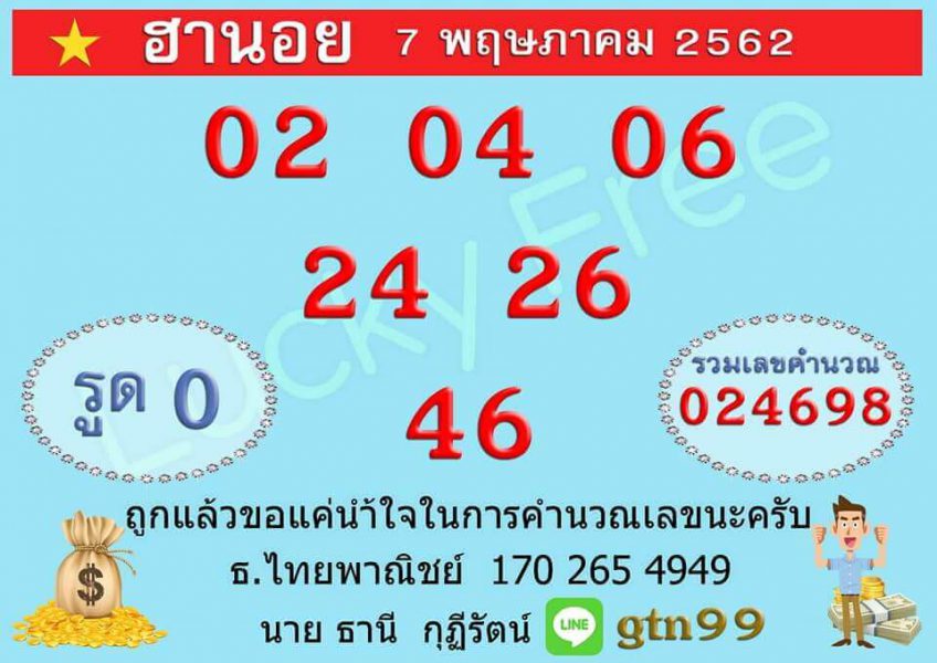 หวยฮานอย 7/5/62