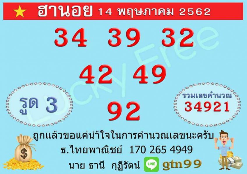 หวยฮานอยวันนี้ 14/5/62 3