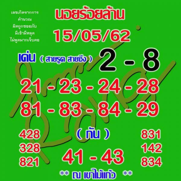 หวยฮานอยพารวย 15/5/62 1