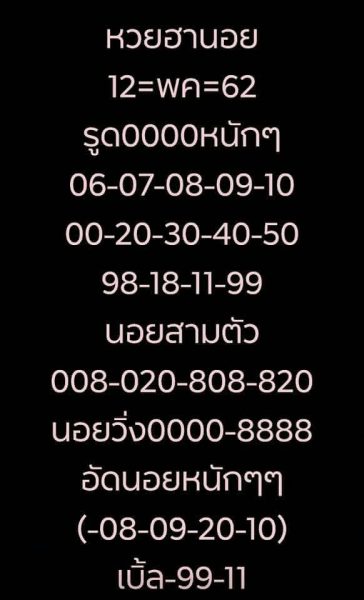 หวยฮานอยลุ้นโชค 12/5/62 4