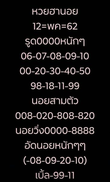 หวยฮานอยลุ้นโชค 12/5/62 4