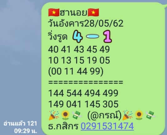 เลขเด็ดหวยฮานอย 28/5/62 4