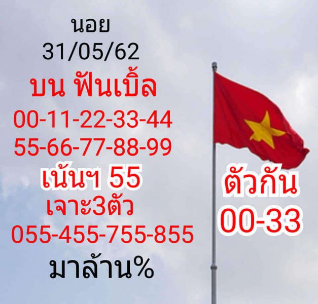 เลขเด็ดหวยฮานอย 31/5/62 2