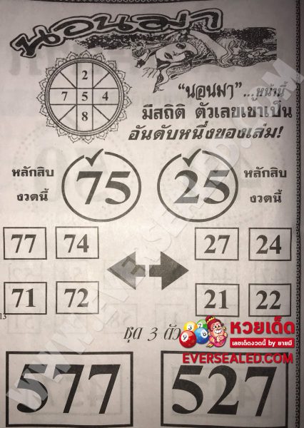 หวยนอนมา 1/6/62