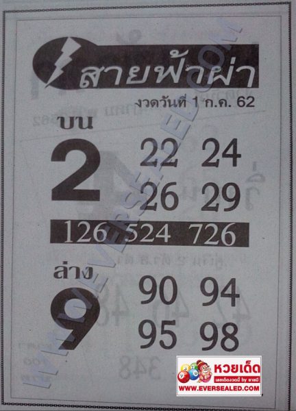 หวยสายฟ้าผ่า 1/7/62 