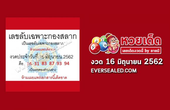 เลขลับเฉพาะกองสลาก 16/6/62