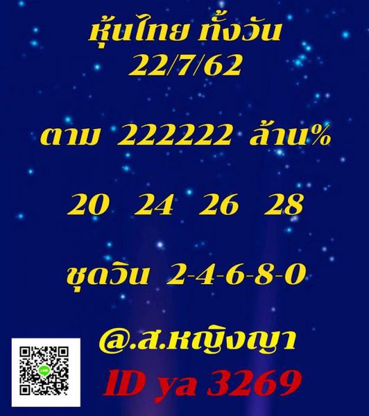 แนวทางหวยหุ้น 22/7/62 ชุดที่ 15