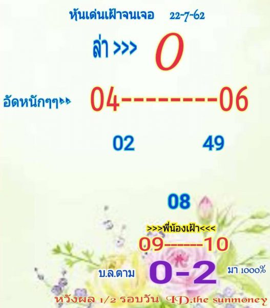 แนวทางหวยหุ้น 22/7/62 ชุดที่ 4