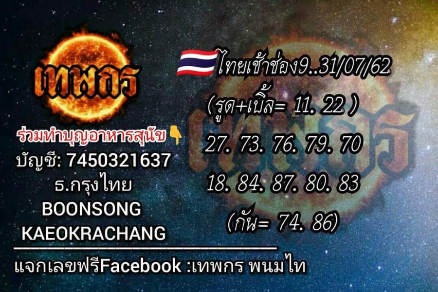 แนวทางหวยหุ้น 31/7/62 ชุดที่ 11