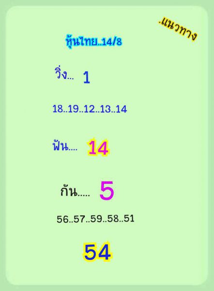 แนวทางหวยหุ้น 14/8/62 ชุดที่ 5