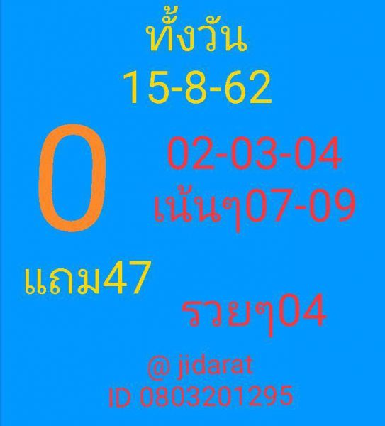 เลขเด็ดหุ้นไทย 15/8/62 ชุดที่ 10