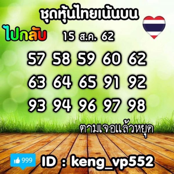 เลขเด็ดหุ้นไทย 15/8/62 ชุดที่ 5