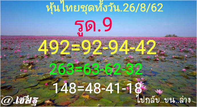 หวยหุ้นวันนี้ 26/8/62 ชุดที่ 8