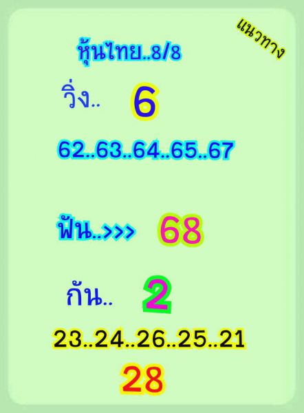 แนวทางหวยหุ้น 8/8/62 ชุดที่ 10