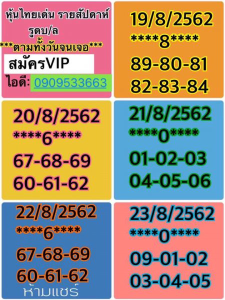 หวยหุ้นวันนี้ 19/8/62 ชุดที่ 7